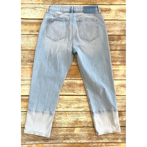 Ann Taylor LOFT Womens Girlfriend Ankle Jeans Size 8 Patched Light Indigo Wash - Picture 2 of 6